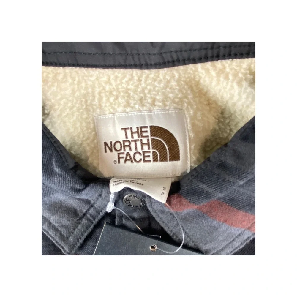 NWT The North Face Men Campshire Shirt Jacket Grey Rust Stripe Sherpa NF0A4QPM S